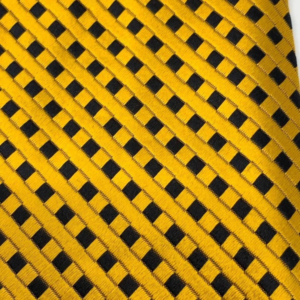 Ermenegildo‎ Zegna Men's Tie Gold Black Patterned Silk Necktie Designer Italian